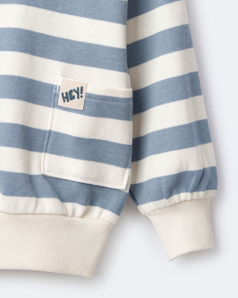 Toddler Striped Otter Sweatshirt™ with Pockets - Blue/Cream, image 7 of 7 slides