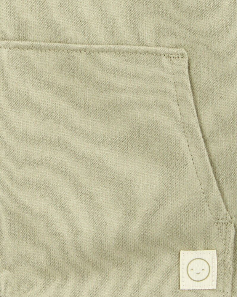 Baby Zip-Up French Terry Hoodie - Green, image 2 of 3 slides