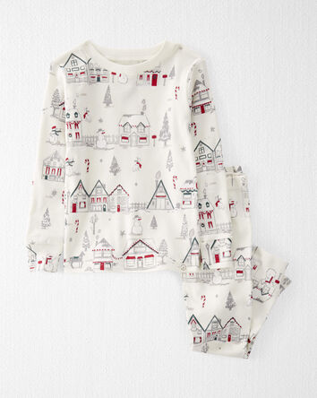 Toddler Organic Cotton Pyjamas Set in Winter Village, 