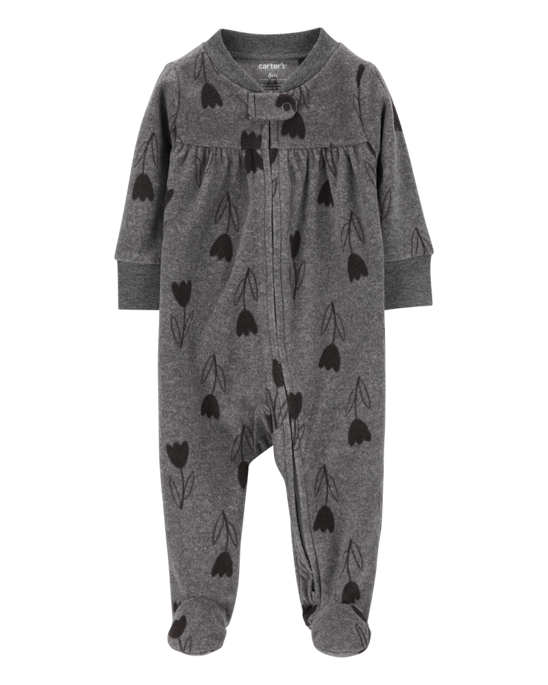 Baby Heart 2-Way Zip Fleece Footie Sleeper, image 1 of 4 slides