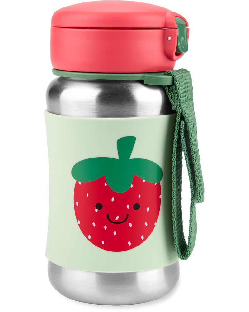 Bouteille &agrave; paille en acier inoxydable &agrave; fraise, image 1 sur 2 diapositives