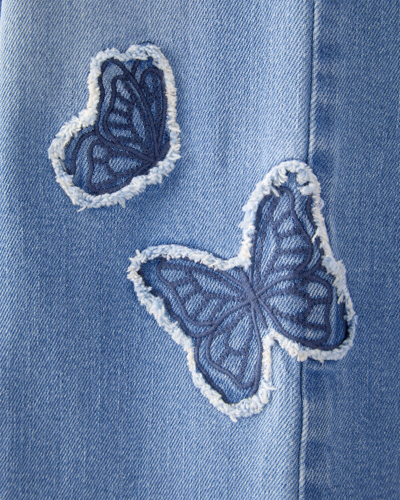 Kid Baggy Butterfly Embroidered Jeans - Ozone Wash, image 3 of 5 slides