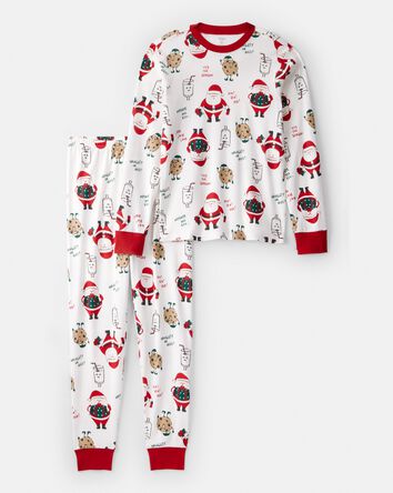 Adult Santa Milk & Cookies 100% Cotton Long-Sleeve Snug Fit - White, 