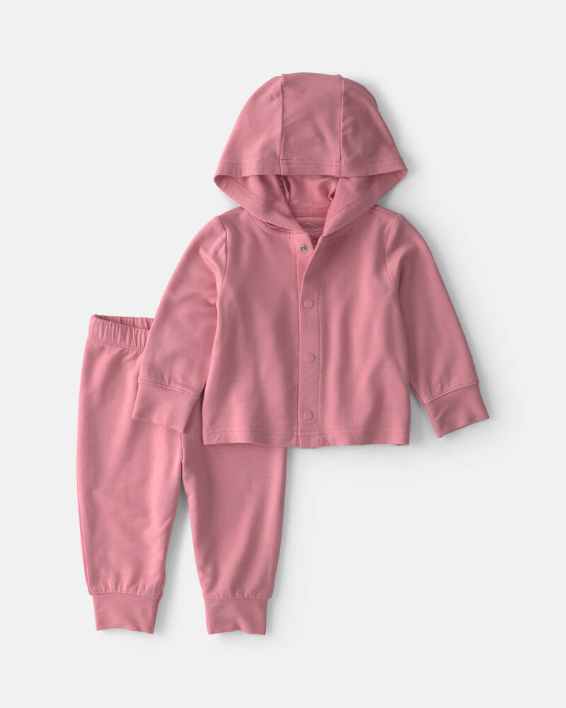 Baby Girl 2-Piece PurelySoft&trade; Long-Sleeve Layering Set - Pink, image 1 of 6 slides