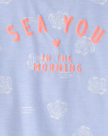 Toddler Girl Sea Shell Loose Fit 2-Piece Pyjama Set - Blue, 