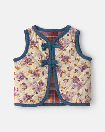 Baby Girl Floral Vest - Cream, 