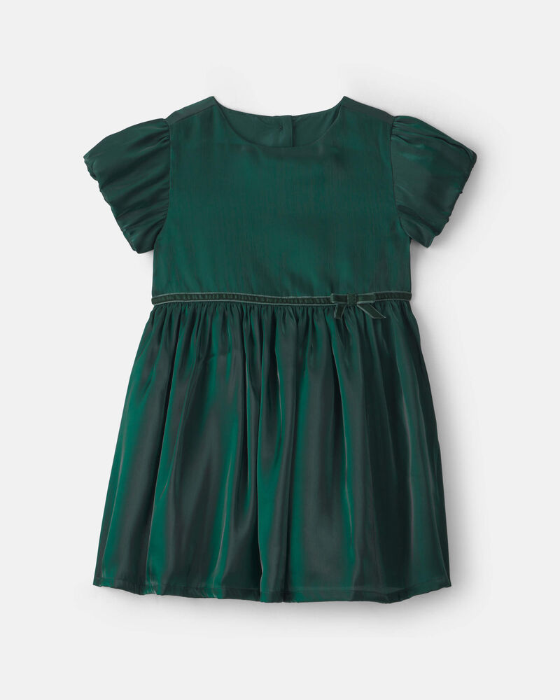 Toddler Girl Poplin Short-Sleeve Dress - Green, image 1 of 4 slides