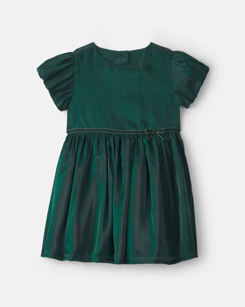 Toddler Girl Poplin Short-Sleeve Dress - Green, 