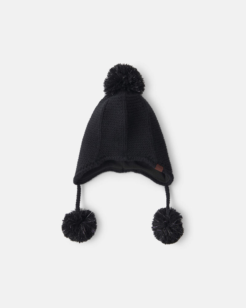 Girls Kombi Dangle Peruvian Hat - Black, image 1 of 3 slides