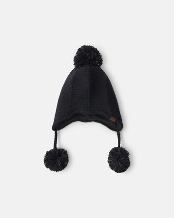 Girls Kombi Dangle Peruvian Hat - Black, 