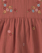 B&eacute;b&eacute; fille - Robe brod&eacute; en gaze de coton biologique, image 5 sur 5 diapositives
