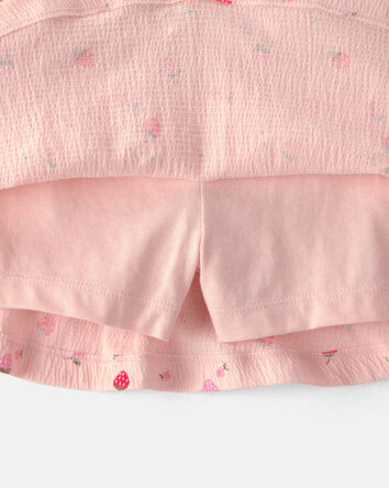Tout-petit fille - Ensemble 2 pi&egrave;ces haut et jupe-short, fraises - Rose, 