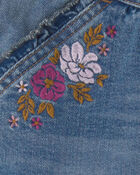 Girls Floral Denim Skirt - Light Wash, image 3 of 4 slides