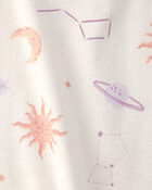 Girls Space Constellation Tie-Dye 100% Cotton Snug Fit 4-Piece Pyjama Set - Purple, image 4 of 5 slides