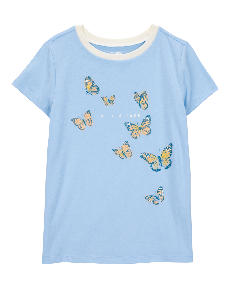 Kid Butterfly Short-Sleeve Graphic Tee - Blue, image 1 of 3 slides