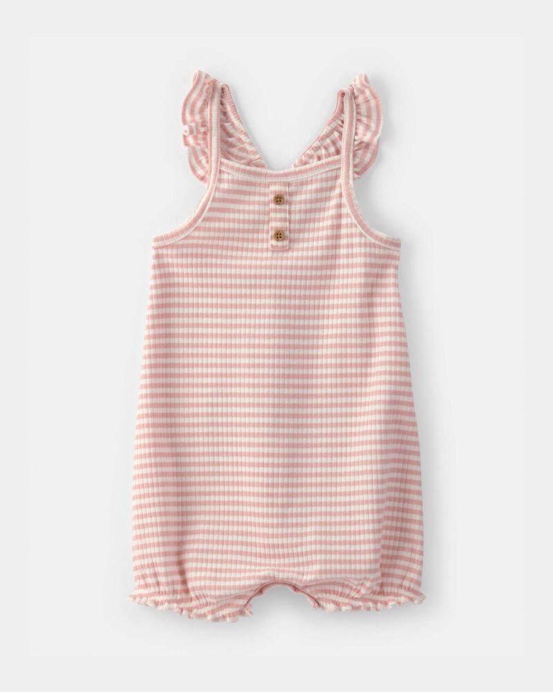Baby Girl Striped Sleeveless Romper - Pink, image 1 of 3 slides