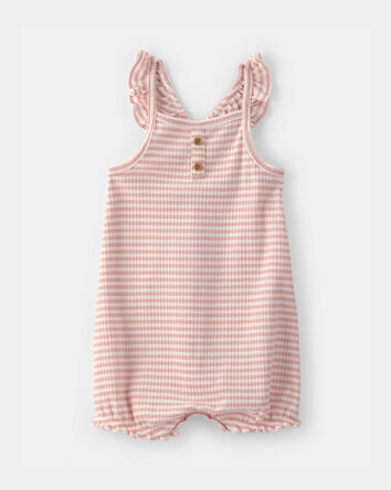 Baby Girl Striped Sleeveless Romper - Pink, 