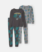 Gar&ccedil;ons - Pyjama 4 pi&egrave;ces en 100 % coton &laquo;Monster vs. Robot Dance Battle&raquo; &ndash; Gris, image 1 sur 4 diapositives