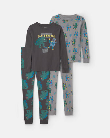 Gar&ccedil;ons - Pyjama 4 pi&egrave;ces en 100 % coton &laquo;Monster vs. Robot Dance Battle&raquo; &ndash; Gris, 