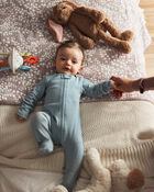 Baby 2-Pack Whale Striped 100% Cotton 2-Way Zip Sleepers - Blue, image 3 of 8 slides