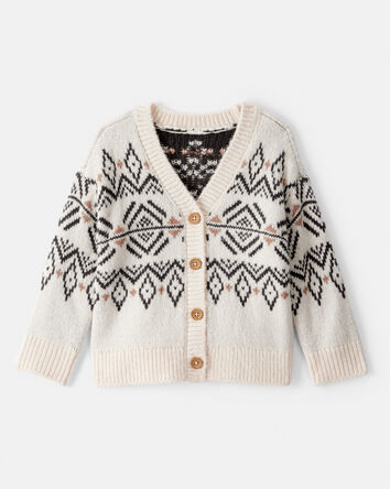 Baby Girl Fair Isle Long-Sleeve Cardigan Sweater - Ivory, 