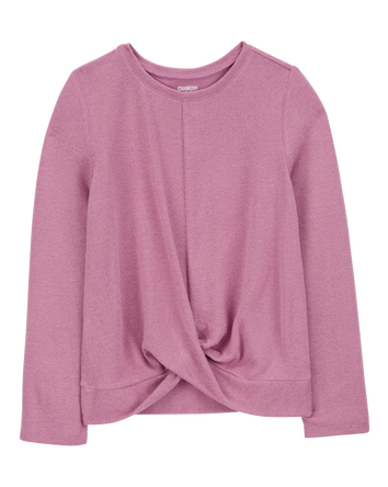 Kid Twist-Front Long-Sleeve Fashion Top - Pink, 