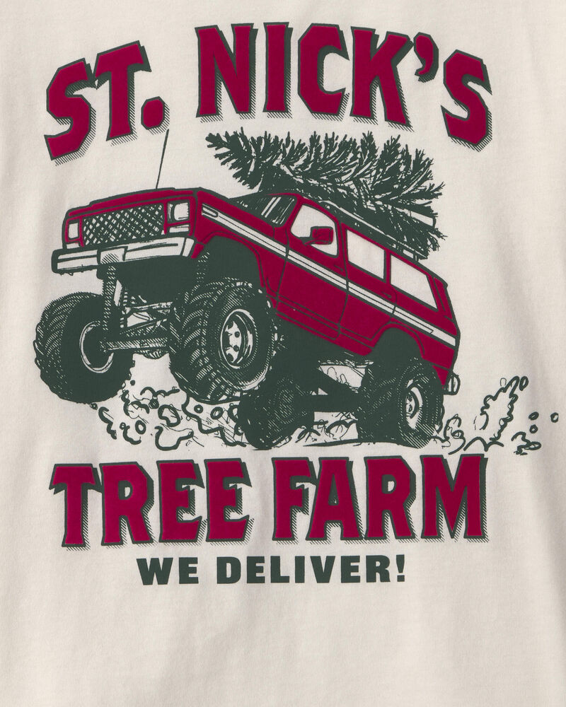 Boys 'St. Nick's Tree Farm' Long-Sleeve Graphic Tee - Cream, image 2 of 3 slides