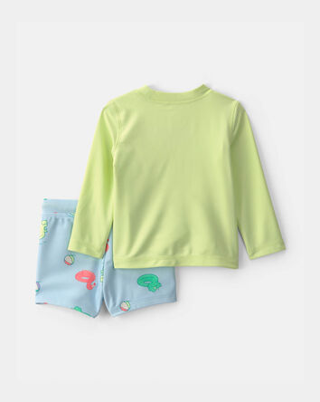Baby Boy 2-Piece Dinosaur Rashguard Swimsuit Set - Green, 