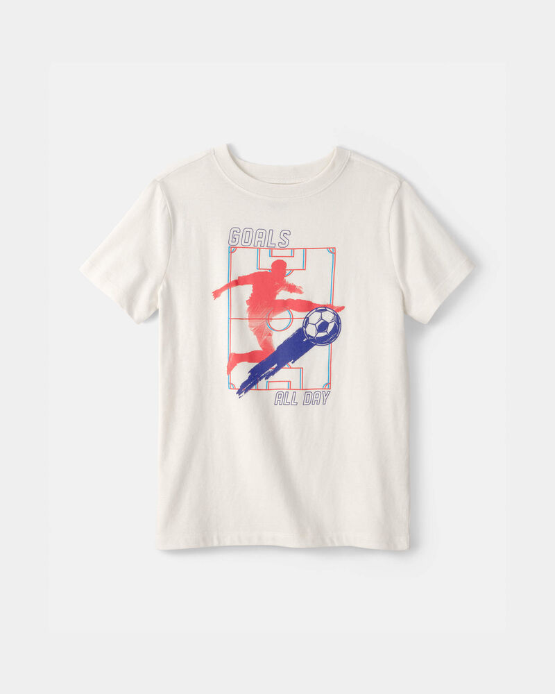 Jeune - T-shirt &agrave; imprim&eacute; soccer - Blanc, image 1 sur 2 diapositives