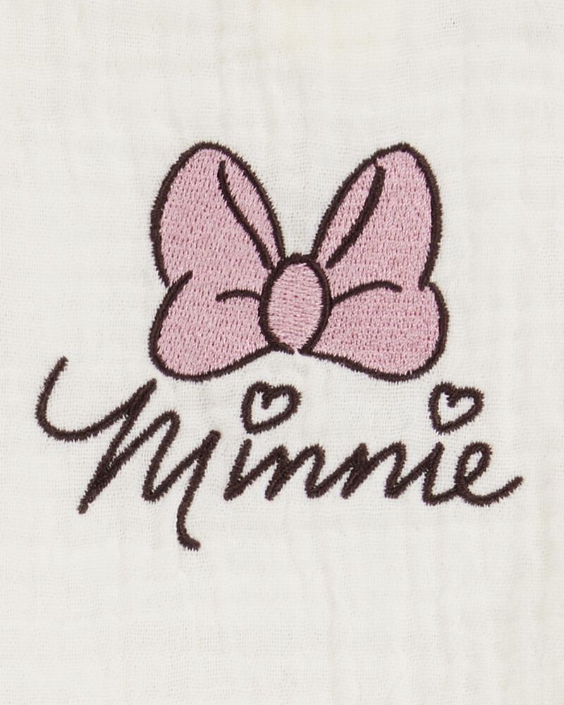 Bébé Ensemble 2 pièces haut en tissu gaze à manches volantées imprimé de Minnie Mouse et short - Crème, image 2 sur 2 diapositives