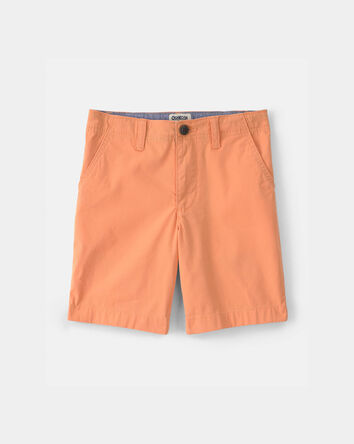 Boys Twill Flat-Front Shorts - Orange, 