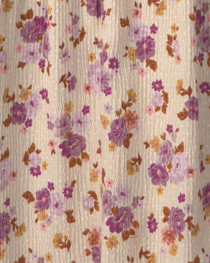 Girls Floral Long-Sleeve Dress - Yellow/Cream, image 3 of 4 slides