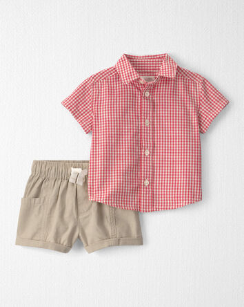 Baby Boy 2-Piece Gingham Set Made with Organic Cotton, 
