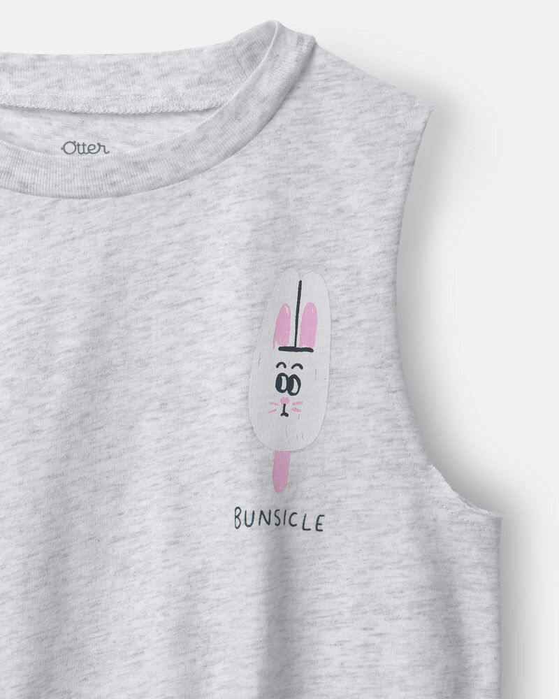 Toddler Girl 'Bunsicle' Elastic Waist Tank - Heather Grey, image 5 of 5 slides
