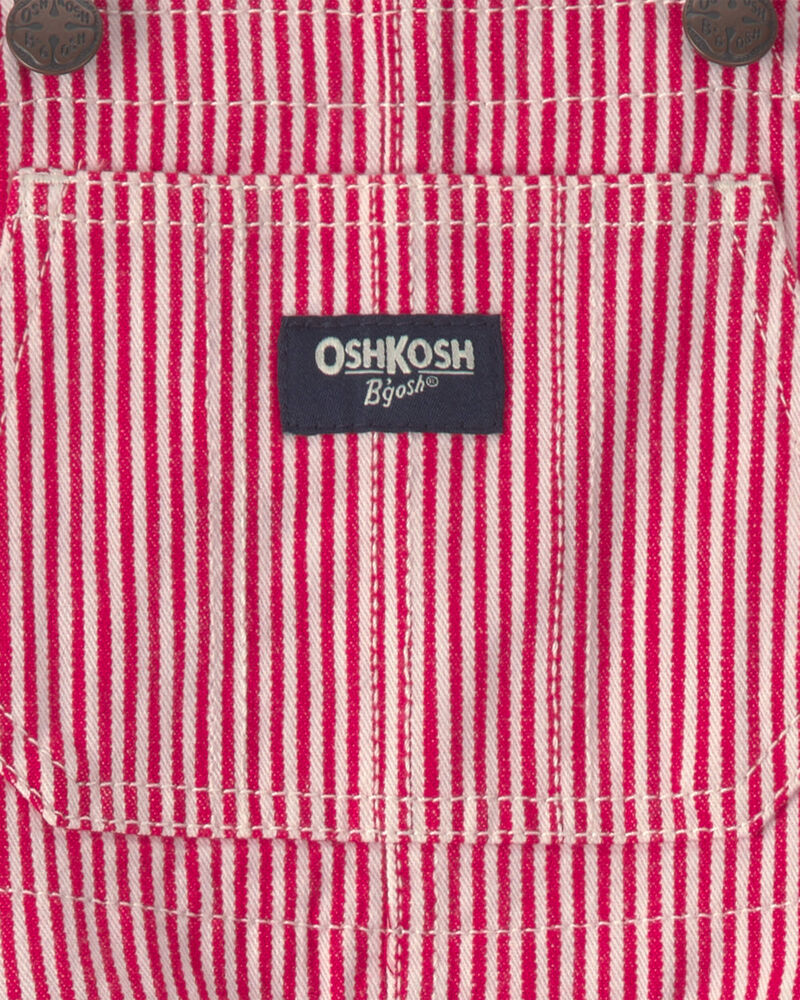 Toddler Boy Hickory Stripe Overalls - Red/White, image 3 of 4 slides