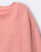 Toddler Girl Popcorn Sweater - Coral, image 6 of 6 slides