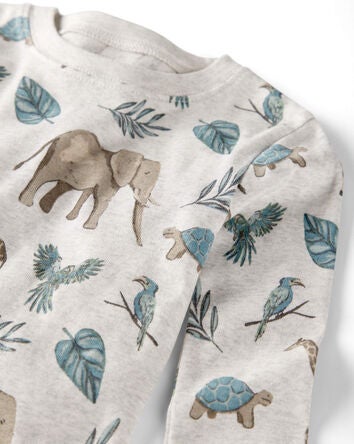 Toddler 2-Piece Organic Cotton Safari-Print Pyjamas, 
