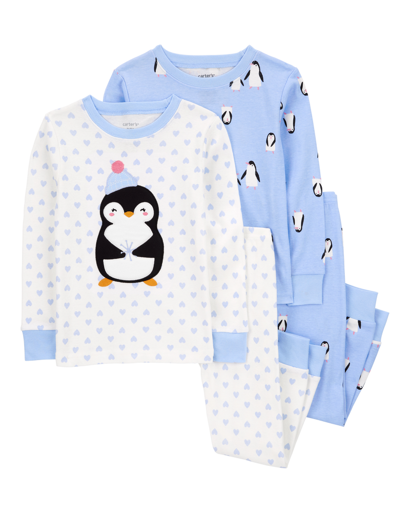 Baby 4-Piece Penguin 100% Snug Fit Cotton Pyjamas, image 1 of 4 slides