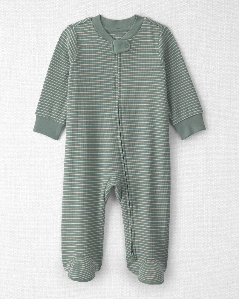 B&eacute;b&eacute; - Grenouill&egrave;re en tissu c&ocirc;tel&eacute; de coton biologique &agrave; rayures, image 1 sur 5 diapositives