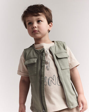 Toddler Zip-Up Vest - Olive, 