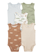 Baby Boy 5-Pack Animals Sleeveless Bodysuits, image 1 of 7 slides