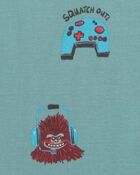 Boys Bigfoot Gamer 100% Cotton Snug Fit 4-Piece Pyjama Set - Blue/Ivory, image 4 of 4 slides