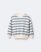 Toddler Striped Otter Sweatshirt™ with Pockets - Blue/Cream, image 6 of 7 slides