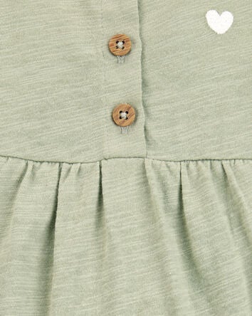 Baby Heart Bodysuit Dress - Green, 