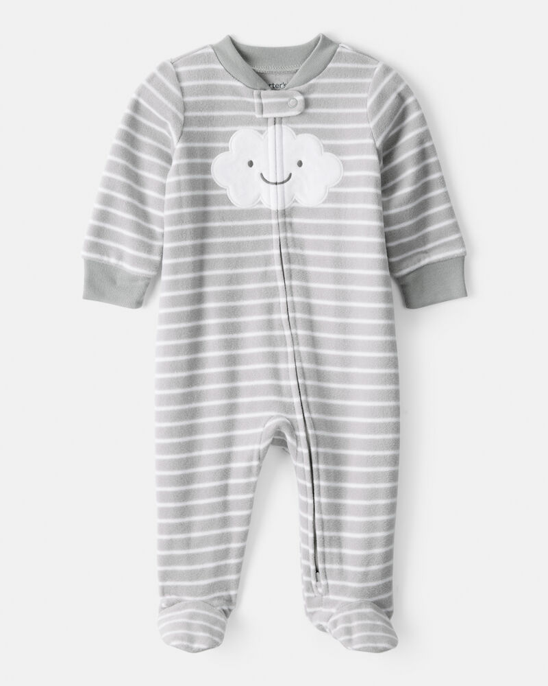 Baby Cloud Print Loose Fit Sleeper - Grey, image 1 of 5 slides
