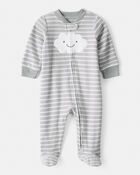 Baby Cloud Print Loose Fit Sleeper - Grey, image 1 of 5 slides