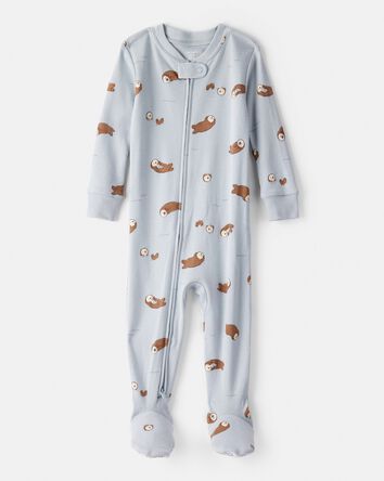 Toddler Boy Otter 100% Cotton Snug Fit Footie 1-Piece Pyjamass - Blue, 