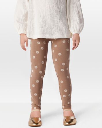 Toddler Floral Stretch Leggings - Brown, 
