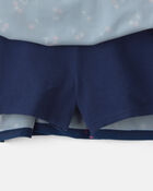 Filles - Jupe-short de sport &agrave; motif floral - Bleu marine, image 2 sur 3 diapositives