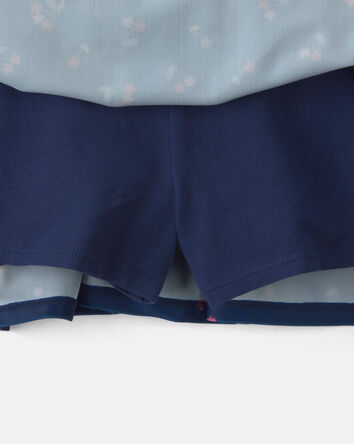 Filles - Jupe-short de sport &agrave; motif floral - Bleu marine, 
